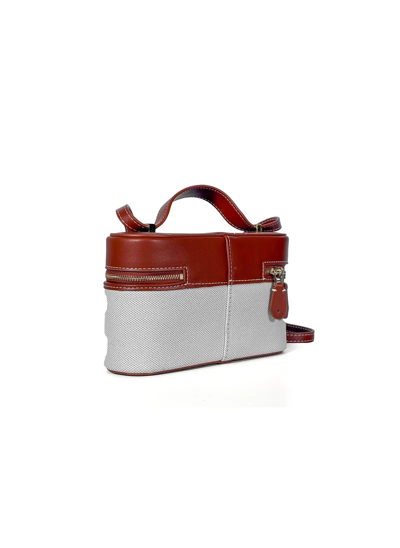 Cuple Woven fabric textured rectangular handbag