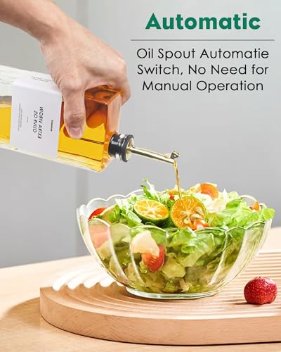 WISIMMALL Olive Oil Dispenser For Kitchen, Glass Oil Bottle 500ML Oil And Vinegar Dispenser Set Of 4 with 4 Stainless Steel Pourers & 44 Labels, Soy Sauce Dispenser, Coffee Syrup Bottles - Image 2