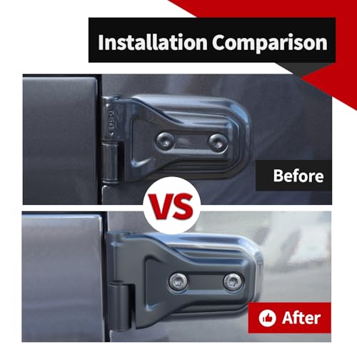 Voodonala for Jeep Wrangler JL JT 2Doors 4XE 20182024 Car Door Hinge Cover Compatible with Jeep Wrangler JL JT 4XE 2Doors 2018 2019 2020 2021 2022 2023 2024 Matte BlackABS8PcsSet - Image 3