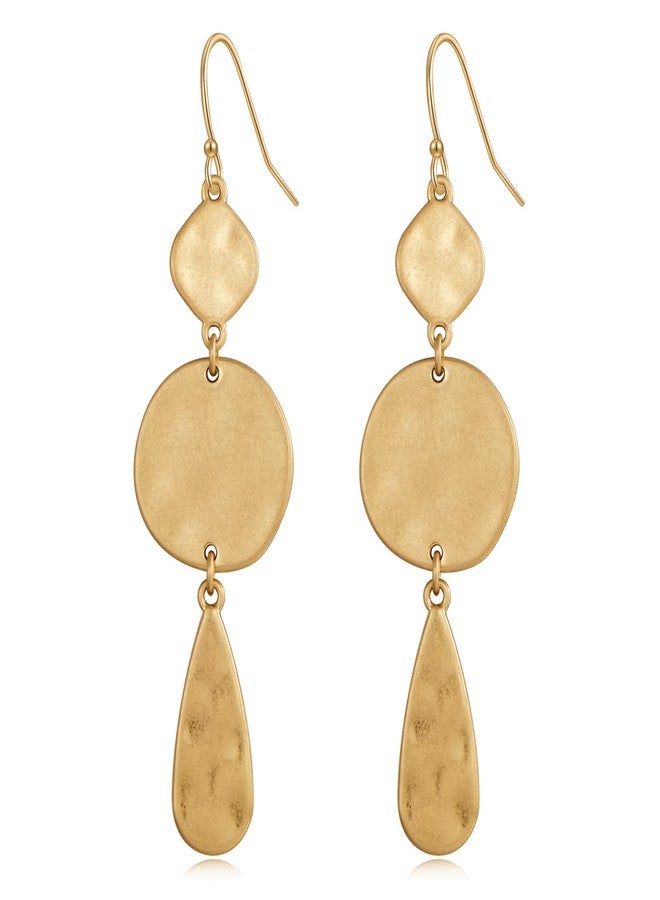 ليلي آند وايت أقراط LILIE&WHITE مطلية بالذهب المحروق بتصميم بوهيمي للنساء، أقراط متدلية مطلية بالذهب العتيق على شكل قرص، أقراط هندسية بوهيمية، مجوهرات أزياء - Image 1