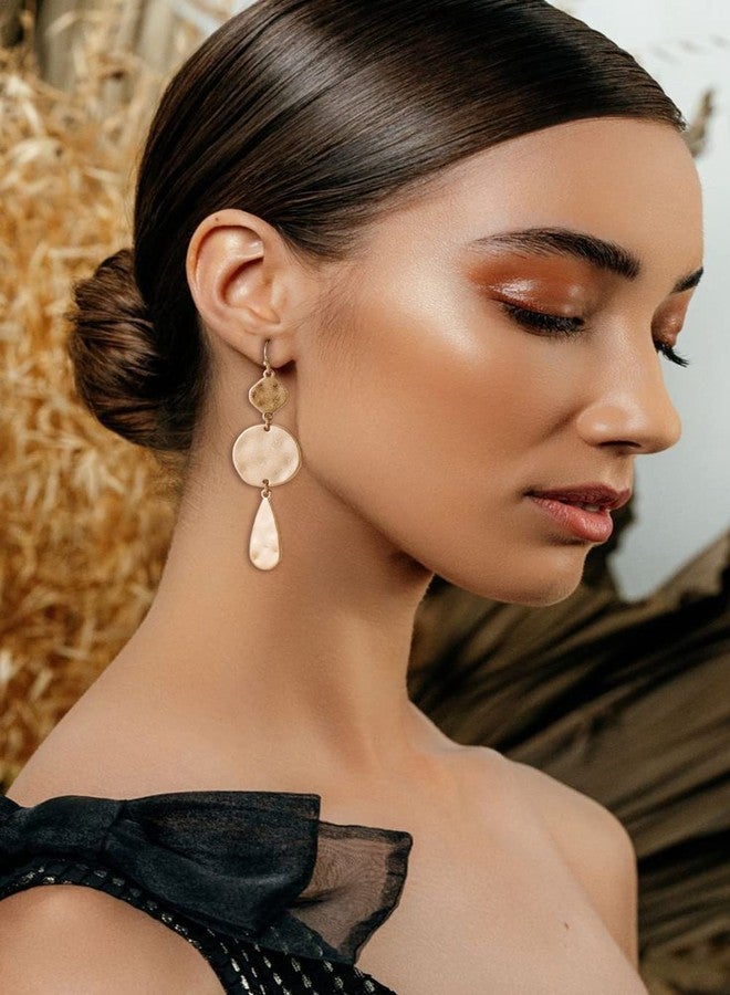 ليلي آند وايت أقراط LILIE&WHITE مطلية بالذهب المحروق بتصميم بوهيمي للنساء، أقراط متدلية مطلية بالذهب العتيق على شكل قرص، أقراط هندسية بوهيمية، مجوهرات أزياء - Image 2