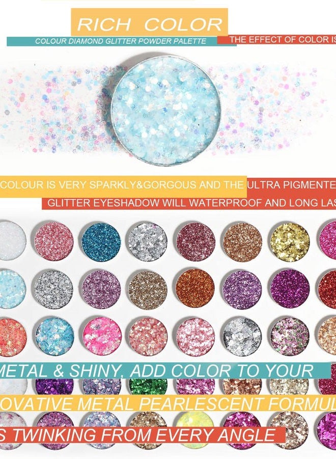 SUMEITANG 40 Colors Glitter Gel Set - No Glue Needed for Hair Face Body Glitter for Halloween, Carnival, Cosplay | Multi-Purpose Paint Glitter Palette, Vibrant Makeup for Women, Girls & Kids - Image 4