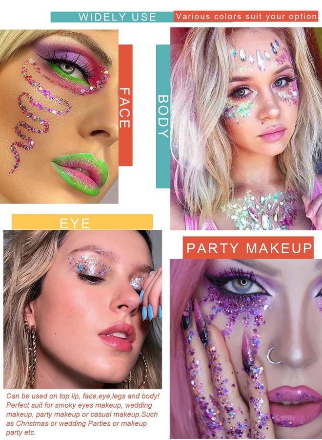 SUMEITANG 40 Colors Glitter Gel Set - No Glue Needed for Hair Face Body Glitter for Halloween, Carnival, Cosplay | Multi-Purpose Paint Glitter Palette, Vibrant Makeup for Women, Girls & Kids - Image 5