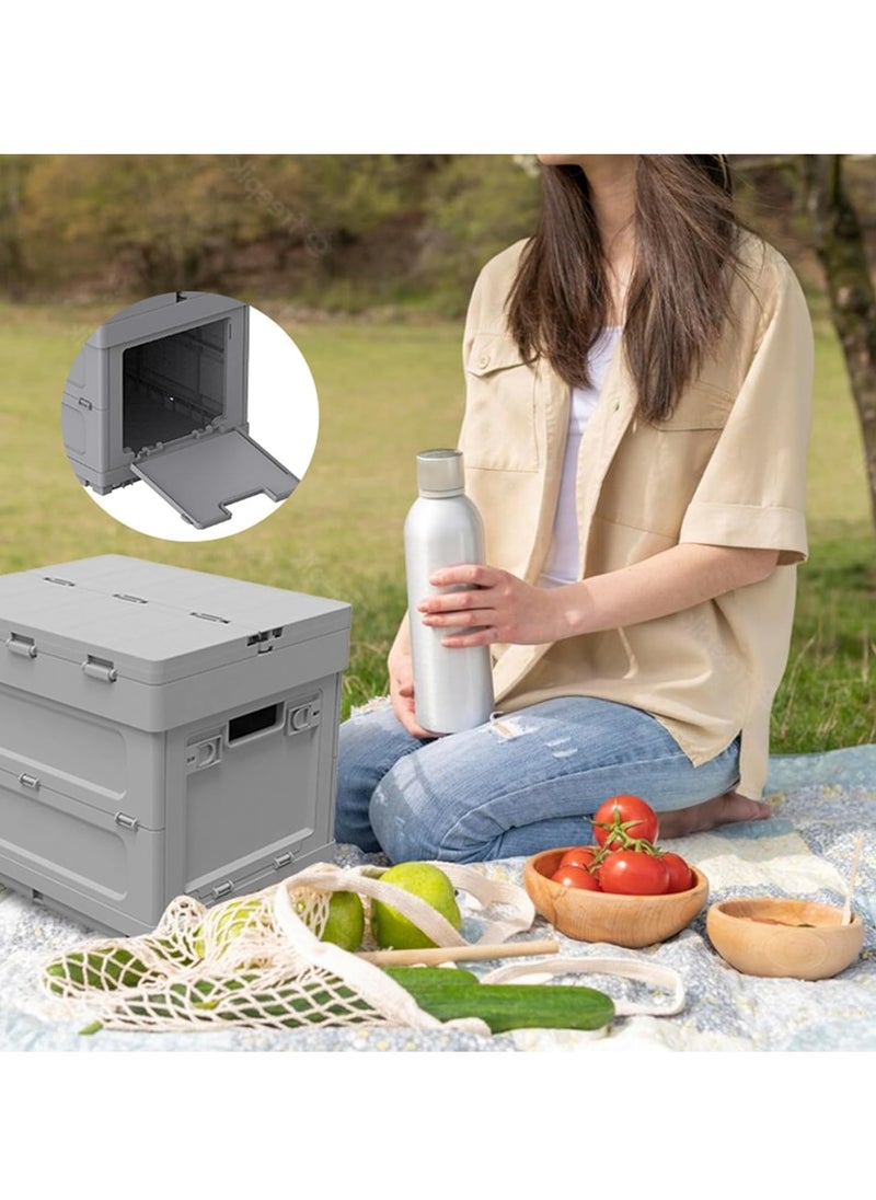 General 3 in 1 Compact Camp Table Deck Box with Parking Warning Sign Function Portable Low Picnic Beach Table Small Folding Camping Table for Indoor OutdoorCamping BeachBBQ Grey  - Image 2