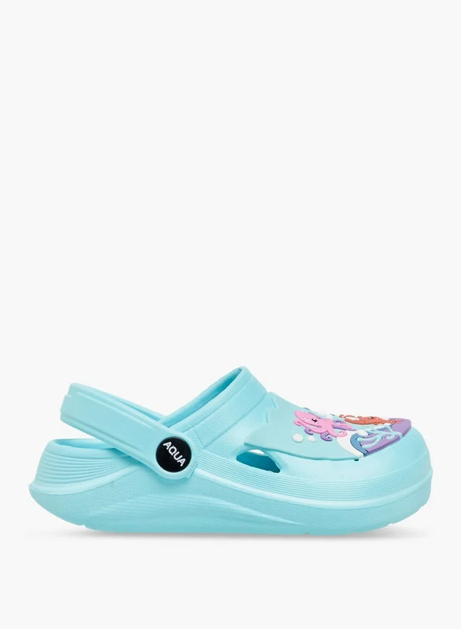 Aqua Girls Animal Applique Clogs with Backstrap