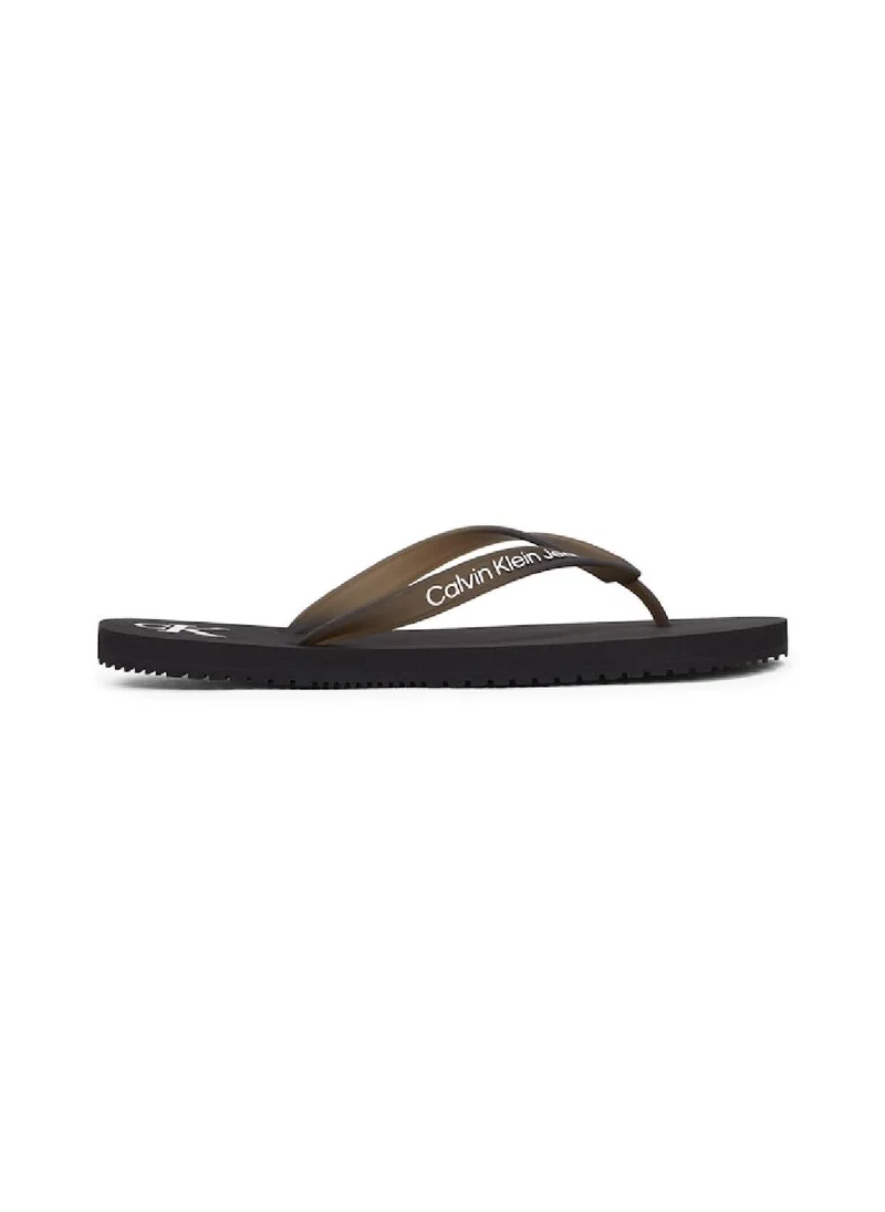 Calvin Klein Jeans Men's Flip Flops - Faux Leather, Black