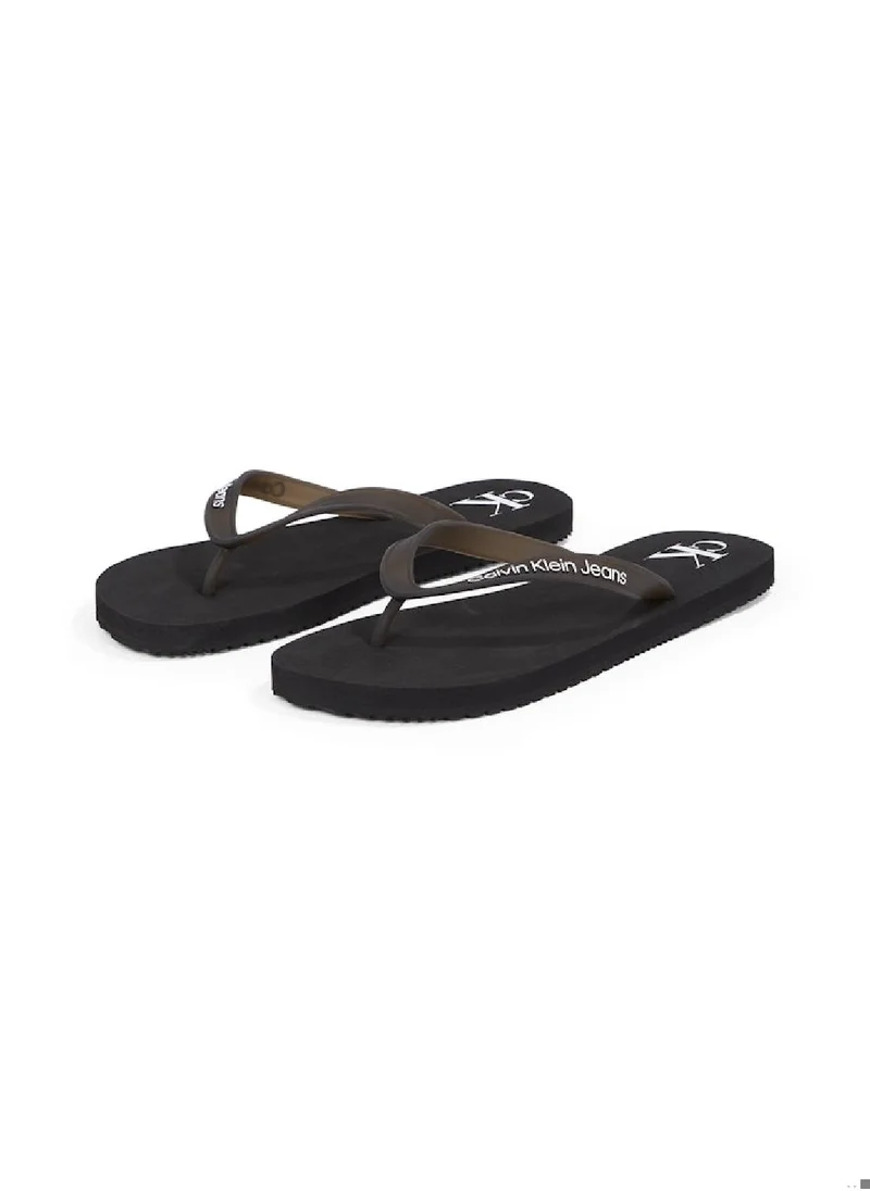 Calvin Klein Jeans Men's Flip Flops - Faux Leather, Black