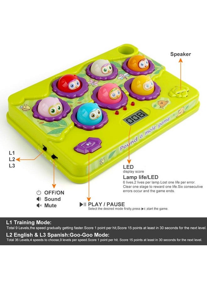 BAODLON Interactive Pound a Mole Game, Toddler Toys, Light-Up Musical Pounding Toy, Early Developmental Toy, Fun Gift for Age 3, 4, 5 Years Old Kids, Boys, Girls, 2 Soft Hammers Included - Image 2