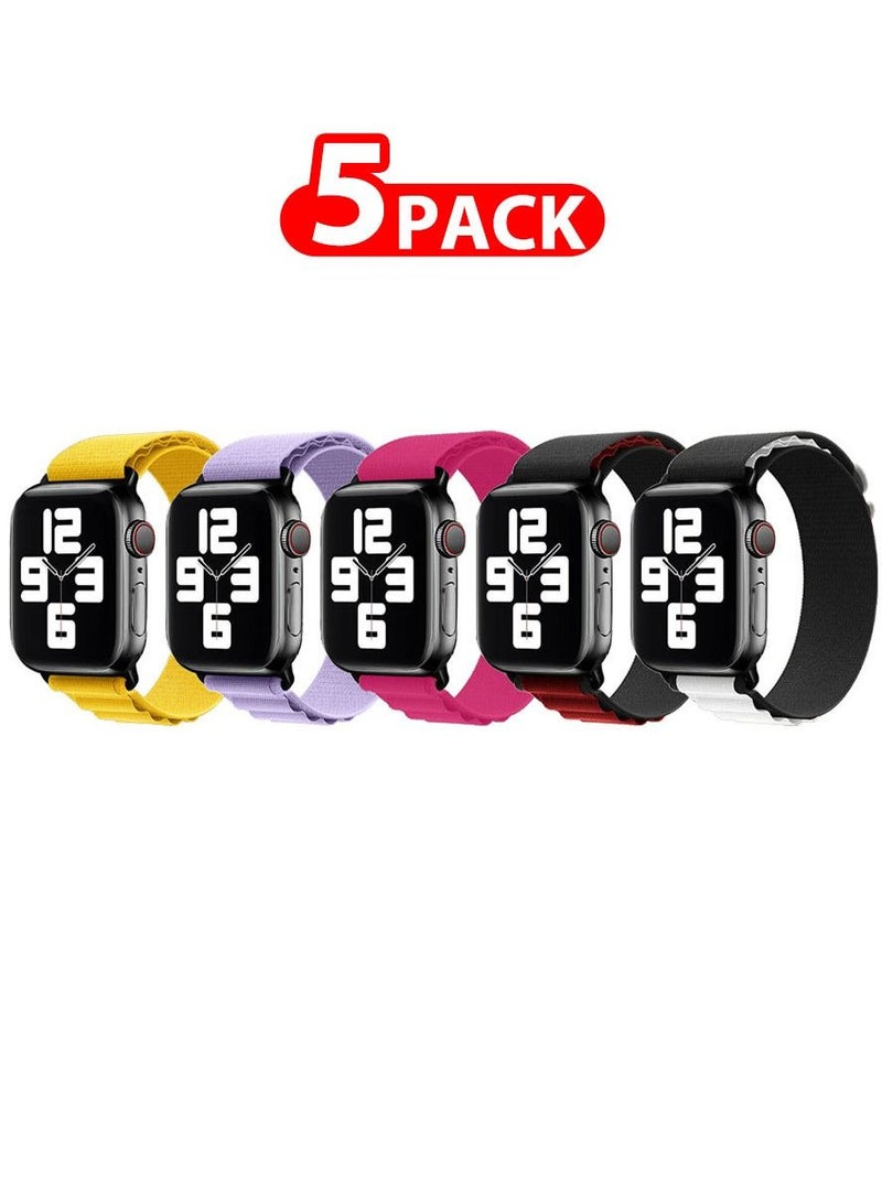 CATANES 5 Pack Of Apple Watch Alpine Loop Band 38mm 40mm 41mm Women Men Adjustable with Metal G-Hook Strap for iWatch Series 7/SE/6/5/4/3/2/1 Multicolour - Image 1