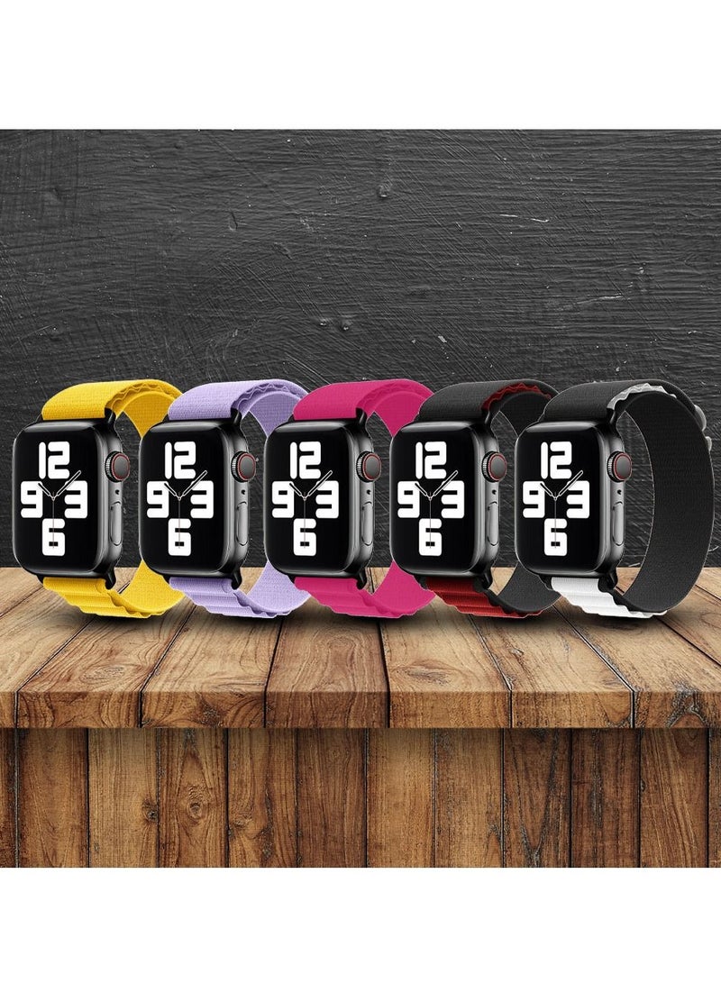 CATANES 5 Pack Of Apple Watch Alpine Loop Band 38mm 40mm 41mm Women Men Adjustable with Metal G-Hook Strap for iWatch Series 7/SE/6/5/4/3/2/1 Multicolour - Image 2