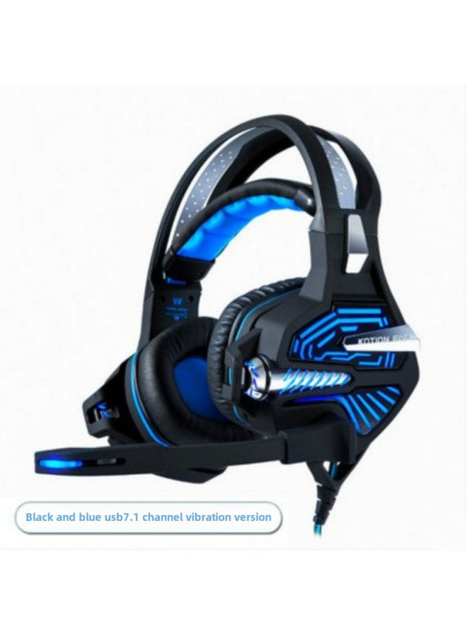 Inzhuo GS100 Video Game Vibration Headset Headset Computer Headset With Microphone Subwoofer USB7.1-Color:Gs100 Black Blue (usb7.1 Channel + Vibration) - Image 1