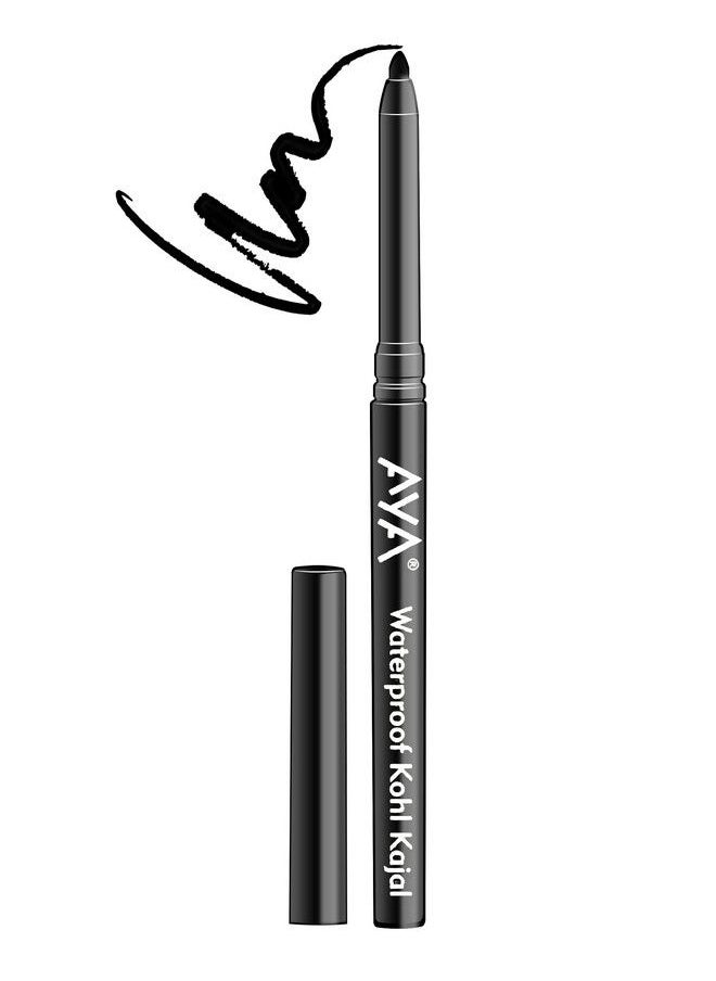 Waterproof Liquid Eyeliner Set Of 2 (Black And Blue) 5 Ml Each + Jet Black Waterproof Kohl Kajal ; Smudge Proof Transfer Proof Eye Liner Kajal For Eye Makeup ;