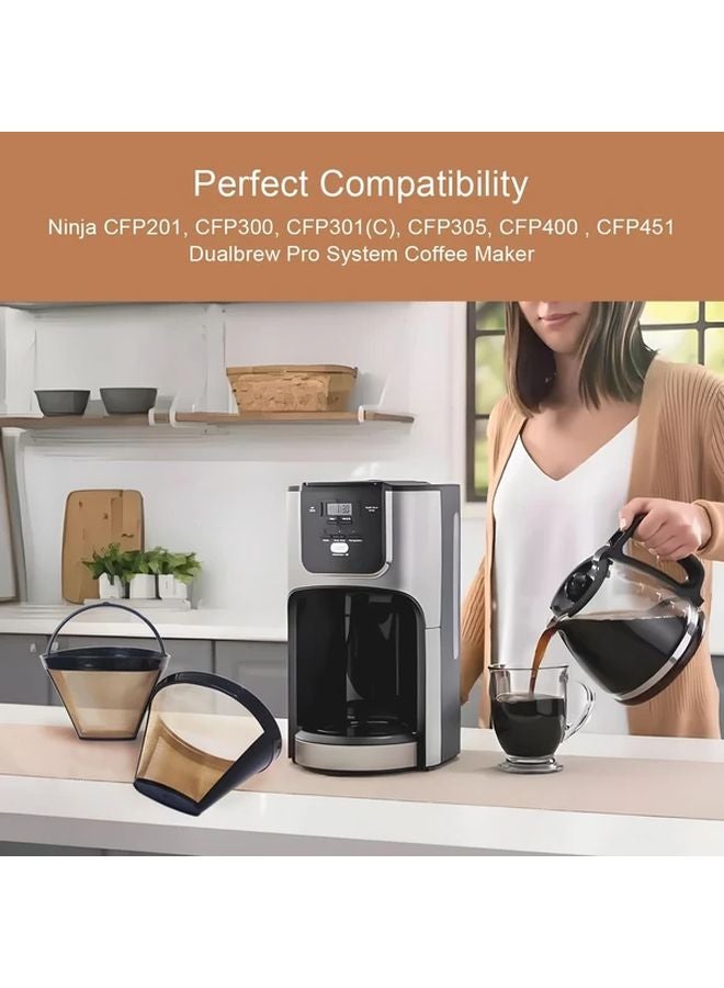 مرشح القهوة المخروطي الذهبي القابل لإعادة الاستخدام، 4 قطع، متوافق مع آلات القهوة نينجا، مصنوع من الفولاذ المقاوم للصدأ 304 - Image 5