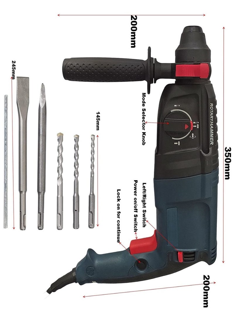 BOSS - Boss Company Heavy-Duty Rotary Drill Machine - Includes Free Drill Chuck, Adaptor, Chisel Bit & Multiple Drill Bits - German Technology for Precision & Durability - Image 1