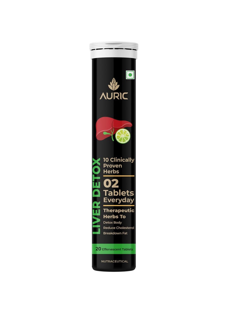 AURIC Auric Liver Detox Effervescent | 20 Tablets Fizzy Water with 10 Ayurvedic Herbs | Clinically Researched Therapeutic Ingredients | Drop, Dissolve, Fizz, Drink (60)  - Image 1