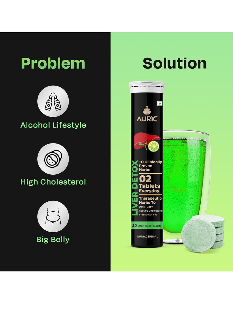 AURIC Auric Liver Detox Effervescent | 20 Tablets Fizzy Water with 10 Ayurvedic Herbs | Clinically Researched Therapeutic Ingredients | Drop, Dissolve, Fizz, Drink (60)  - Image 3