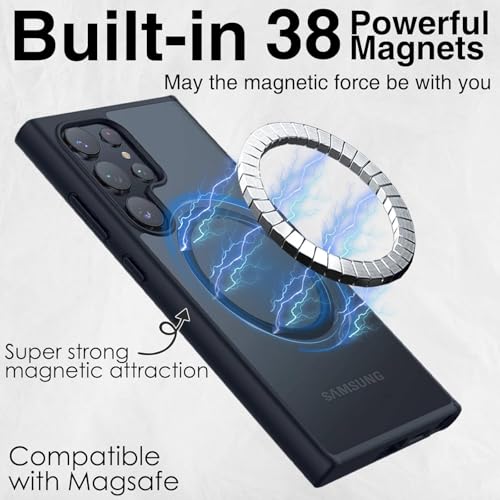 keeshar MagPro case for Samsung Galaxy S24 Ultra 5G | MagSafe Compatible Protective Cover Strong Magnetic Adsorption Shockproof Armor Scratch Resistant Polycarbonate HardBack | Translucent Matte Black - Image 2