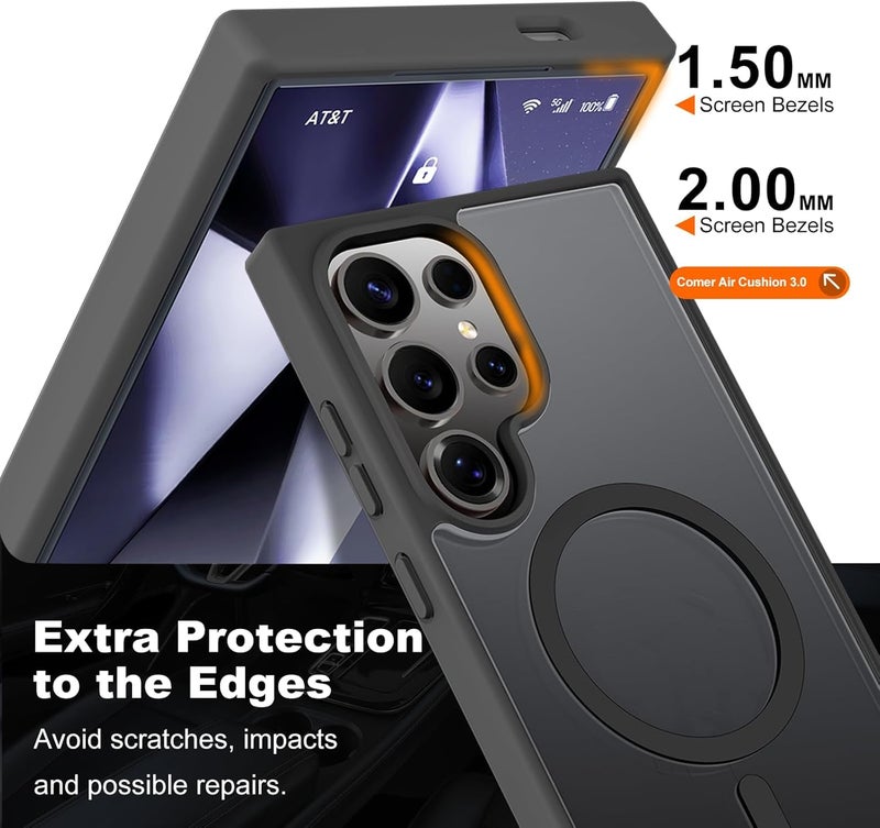 keeshar MagPro case for Samsung Galaxy S24 Ultra 5G | MagSafe Compatible Protective Cover Strong Magnetic Adsorption Shockproof Armor Scratch Resistant Polycarbonate HardBack | Translucent Matte Black - Image 4