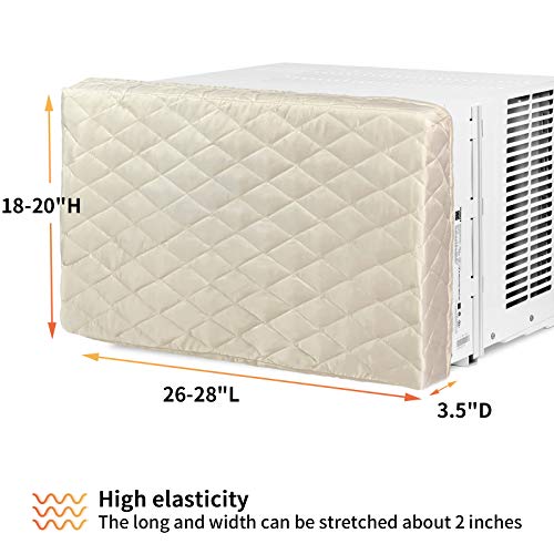 Homydom Air Conditioner Cover Inside, AC Unit Cover Double Insulation Defender, High Elasticity, Light Yellow L-28"x 20"x 3.5"(L x H x D) - Image 2