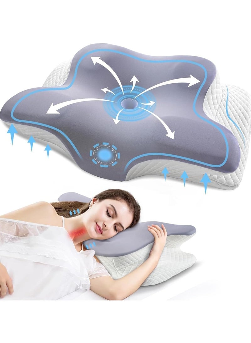 TRASSLE Butterfly Shape Cervical Pillow for Shoulder and Neck Pain Relief, Memory Foam Neck Pillow, Ergonomic Orthopedic Neck Support Pillow for Side Back Stomach Sleeping with Washable Cover  - Image 1