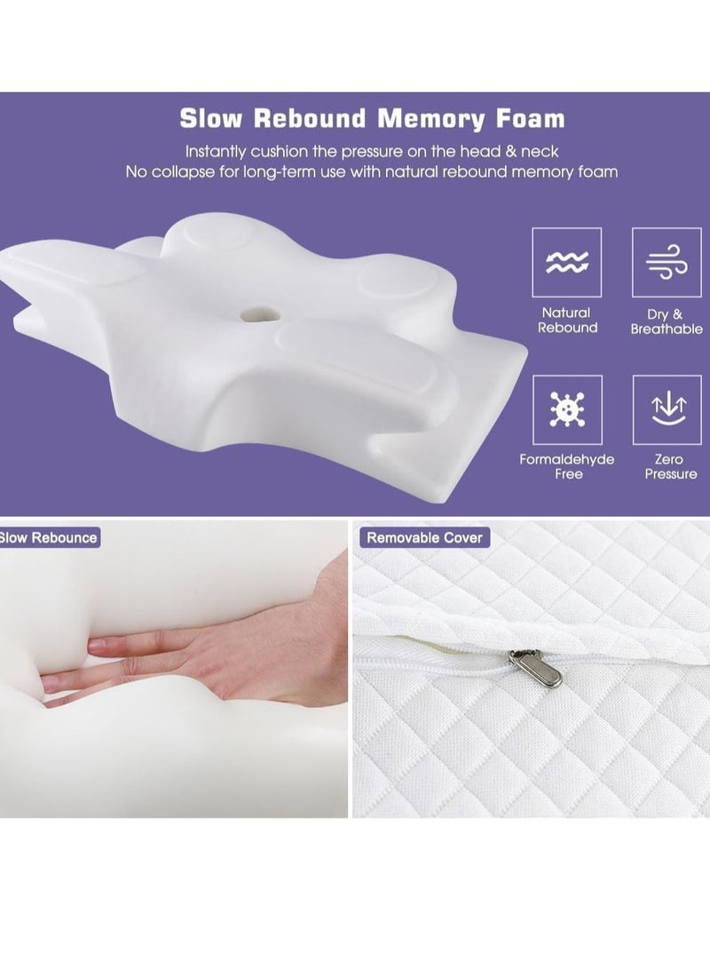 TRASSLE Butterfly Shape Cervical Pillow for Shoulder and Neck Pain Relief, Memory Foam Neck Pillow, Ergonomic Orthopedic Neck Support Pillow for Side Back Stomach Sleeping with Washable Cover  - Image 4