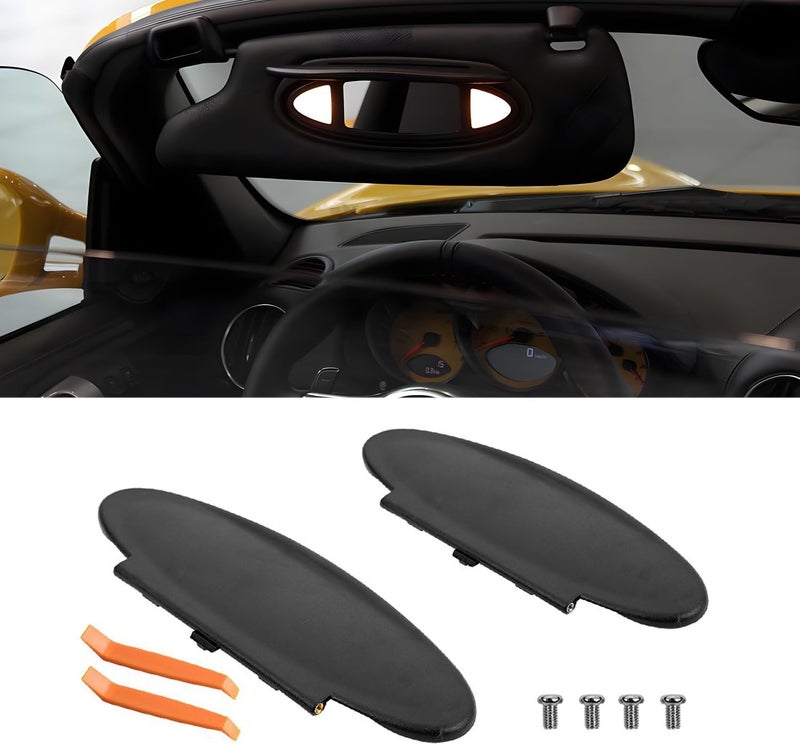 BILLFARO 2Pcs Sun Visor Vanity Mirror Cover Driver or Passenger Side Sunvisor Lid Covers Cap Replacement for Porsche 996/997-911 986/987 for Boxster for Cayman 1996-2010 - Image 1