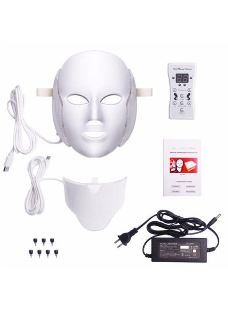 ACLIX RECHARGEABLE 7 COLOR LED MASK FOR FACE AND NECK LIGHT SKIN REJUVENATION FACIAL BEAUTY DAILY SKIN CARE MASK ANTI AGING WRINKLE REMOVAL - Image 1