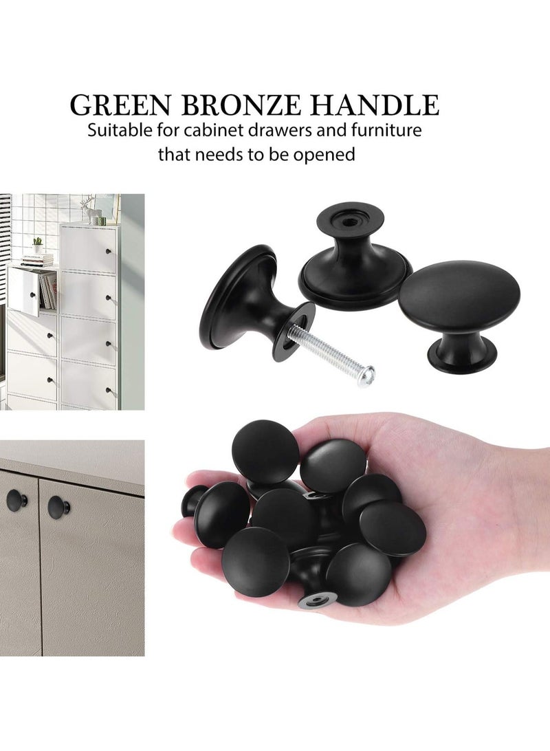 فلوشرينيك 12 قطعة من المقابض السوداء العتيقة مع براغي، مقابض سوداء مستديرة لدرج الخزانة - Image 3