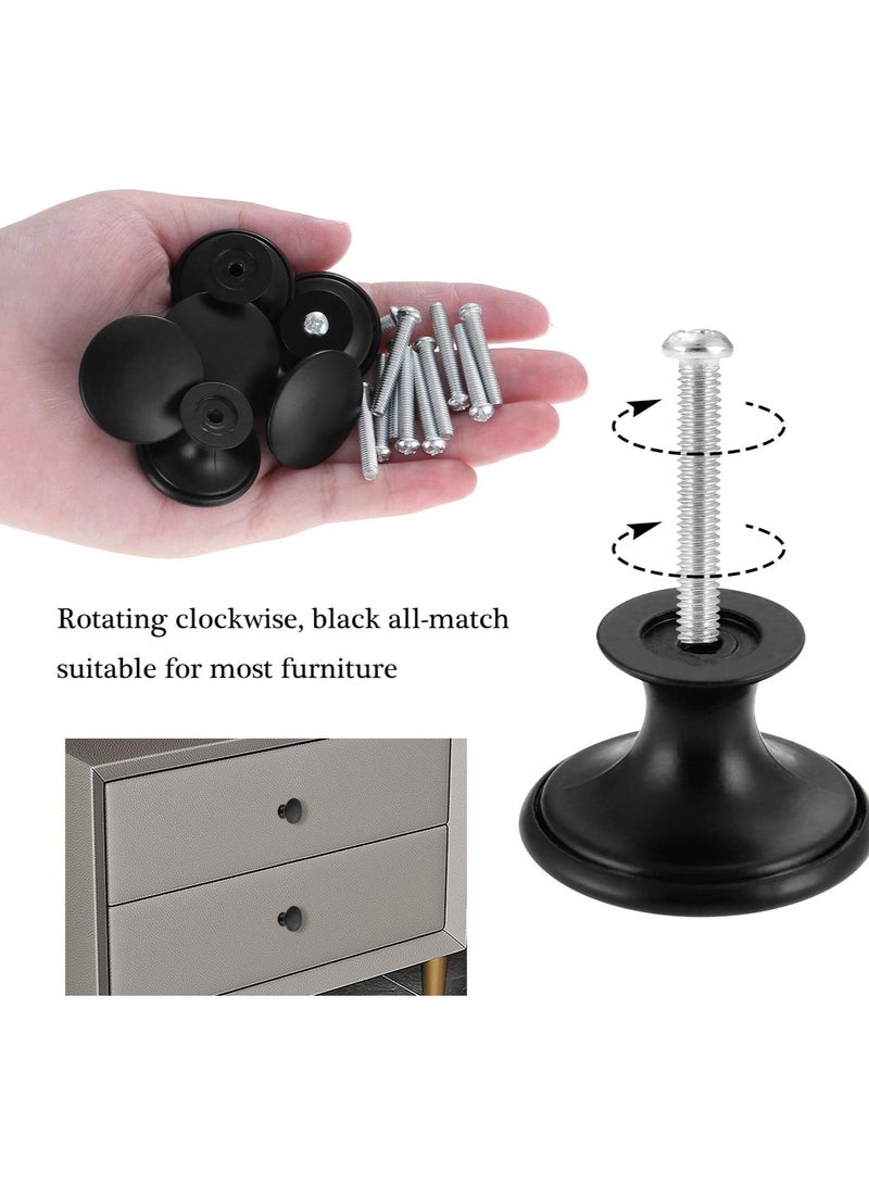 فلوشرينيك 12 قطعة من المقابض السوداء العتيقة مع براغي، مقابض سوداء مستديرة لدرج الخزانة - Image 5
