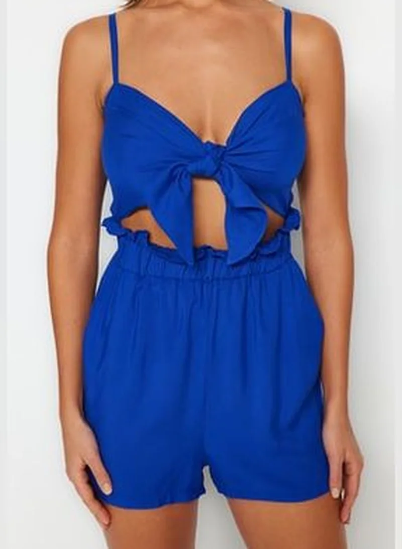 trendyol Sax-Weave Tie Tie 100% Cotton Overalls TBESS23TU00021