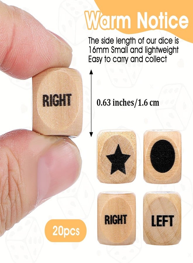 Hpmjz 15 Pcs Left Right Center Game Dice 16mm Wooden Dice with Drawstring Bag Standard Size 6 Sided for Left Right Center Game Dices Accessorie Family Indoor Outdoor Travel Easy to Store and Carry - Image 2