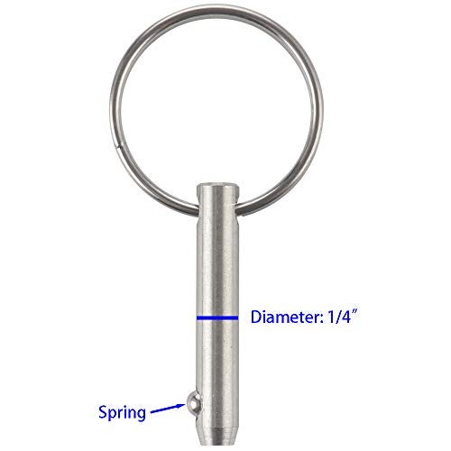 VTurboWay 2 Pcs Quick Release Pin 1/4" Diameter, Usable Length 1", Full 316 Stainless Steel, Bimini Top Pin, Marine Hardware, All Parts are Made of 316 Stainless Steel - Image 3