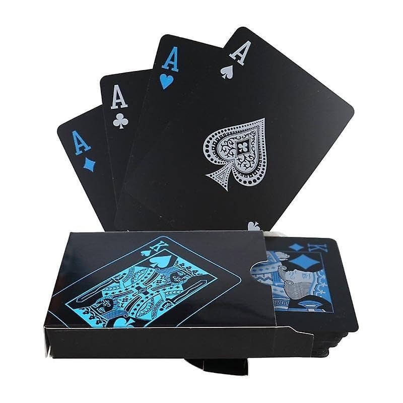 ROYALS مجموعة بطاقات لعب بلاستيكية مقاومة للماء باللون الأسود - بطاقات بوكر ورومي وجسر مميزة للبالغين والأطفال - بطاقات أنيقة وقابلة لإعادة الاستخدام ومتينة للحفلات والسفر والكازينو وليالي الألعاب في المنزل. - Image 4