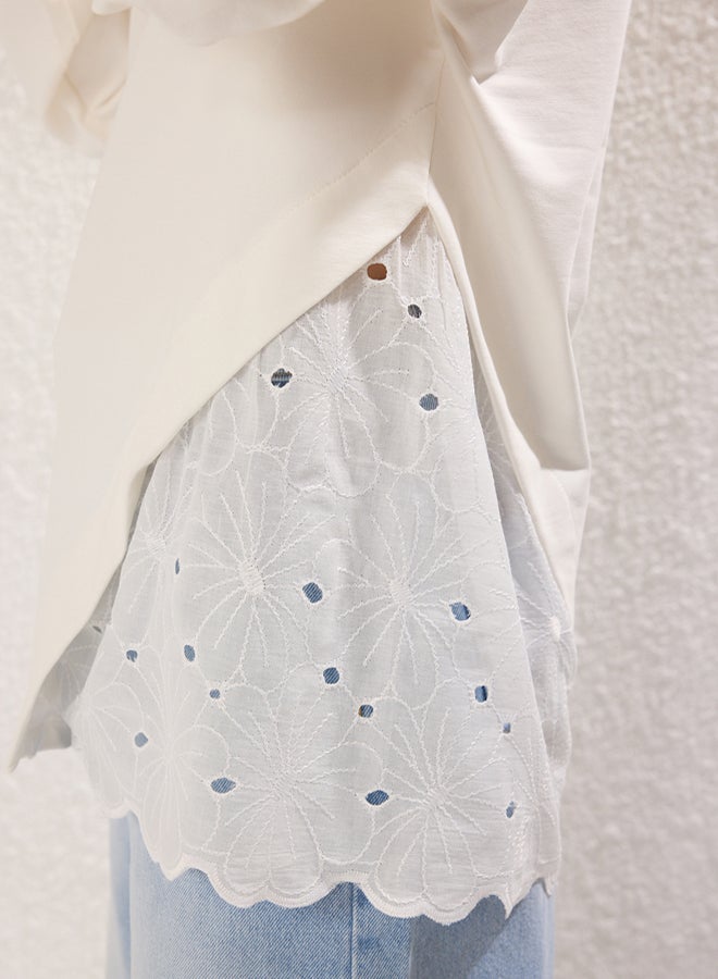 trendyol Ecru Embroidered Detailed Knitted Tunic - Image 4