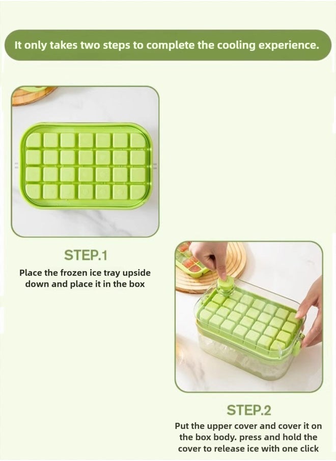 FLYROAD - 56-Grid Ice Cube Mold with Lid Portable Ice Cube Mold - Silicone - 2 Trays + 1 Ice Scoop - Can Make Drinks Coffee Fruit Ice Cubes - Image 1