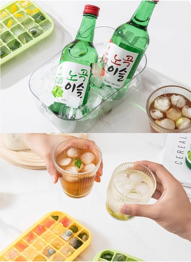 FLYROAD - 56-Grid Ice Cube Mold with Lid Portable Ice Cube Mold - Silicone - 2 Trays + 1 Ice Scoop - Can Make Drinks Coffee Fruit Ice Cubes - Image 1