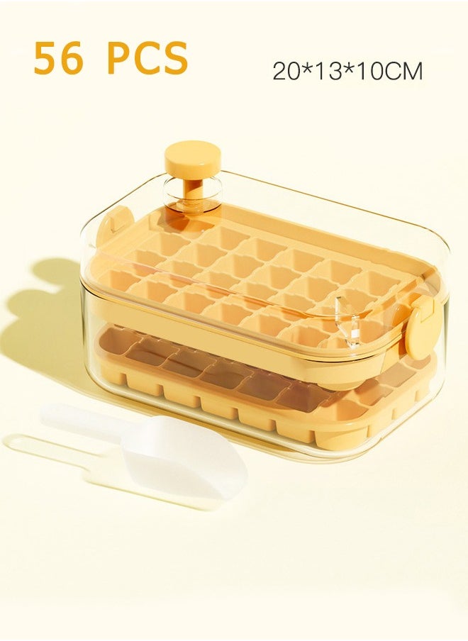 FLYROAD - 56-Grid Ice Cube Mold with Lid Portable Ice Cube Mold - Silicone - 2 Trays + 1 Ice Scoop - Can Make Drinks Coffee Fruit Ice Cubes - Image 1