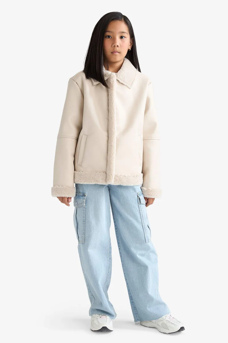 ديفاكتو Girl Faux Fur Lined Zippered Jacket