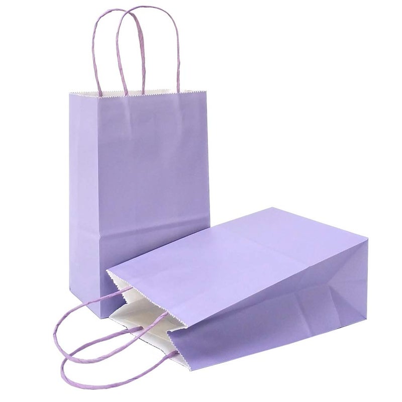 AZOWA Gift Bags Small Kraft Paper Bags with Handles 5 x 31 x 82 in Light Purple 12 Pcs
