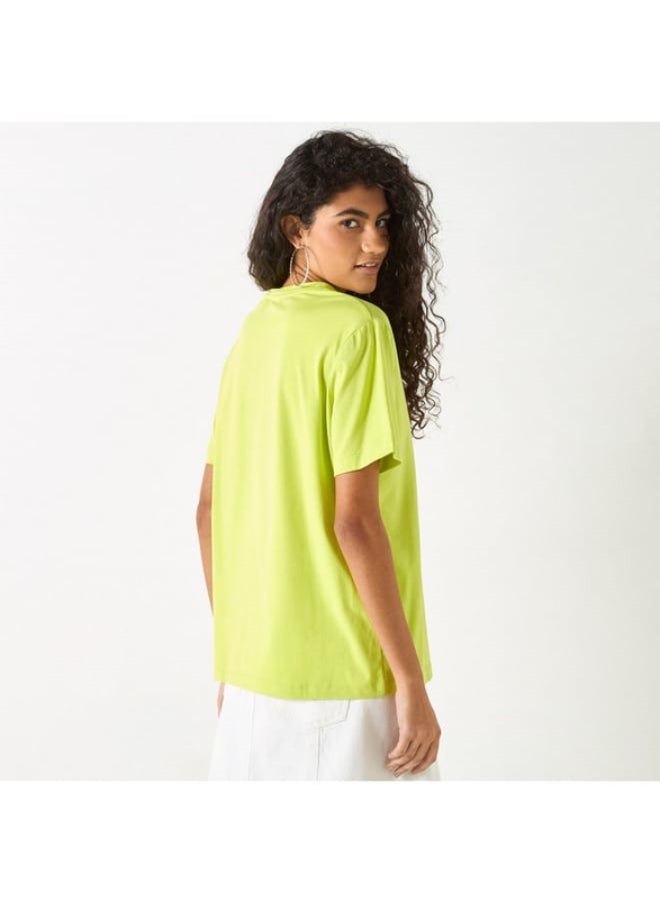 SP Characters Garfield Embroidered T-Shirt with Crew Neck and Short Sleeves  - Image 2