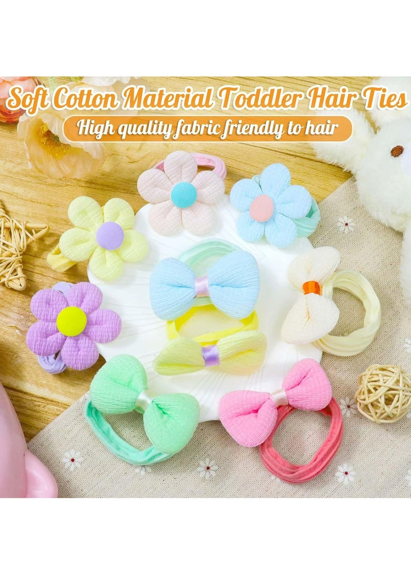 Loquat 24 Pcs Soft Cotton Baby Hair Ties with Bows  Flowers, for Toddler  Preschool Girls, Infant Hair Accessories - Image 5