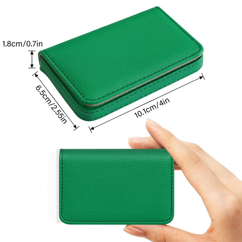 AI-DEE Business Card Holderï¼ŒPU Leather Business Card Case Color Printing Pattern Card Holder Walletï¼ŒPockets Magnetic Credit Card Holders for Men and Women - Dark Green - Image 2