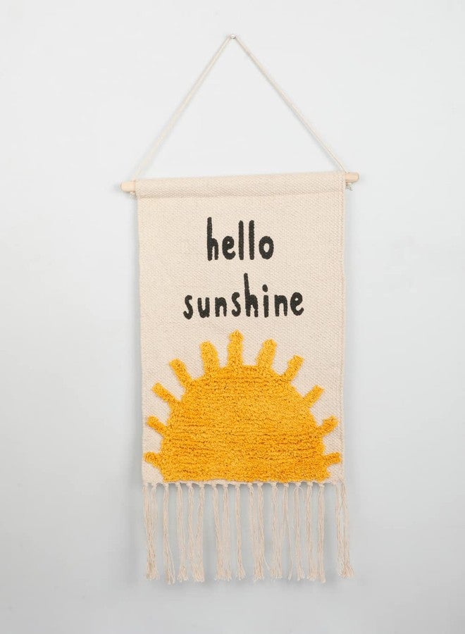 pepme Cotton Tufted printed wall hanging for kids, hello sunshine sun, yellow - Image 3