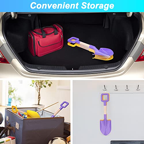Amarlozn Beach Sand Shovels Toy for Kids, Jumbo Gardening Tool Kit, 16" Sturdy Long Handheld Wooden ABS Plastic Spade Scoop for Sand Snow Digging Planting, Summer Winter Backyard Fun (Purple, Yellow) - Image 4