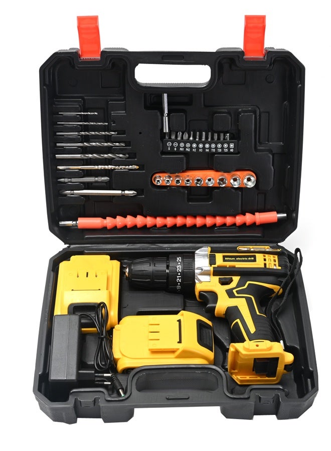 MFH TOOLS Electric Drill Set -21Volt- Cordless Power Drill with 2 Lithium-Ion Batteries, BS Plug Charger, 10mm Keyless Chuck, Adjustable Torque, Drill Bits and Tools - For Home Improvement and Repairs - Image 1