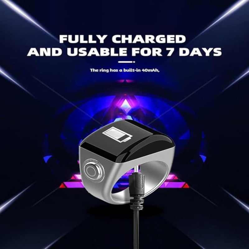 Smart Ring,Muslim Prayer,Tasbih Counter,Five Prayer Time Reminders,OLED display,Waterproof,black (18mm) - Image 4