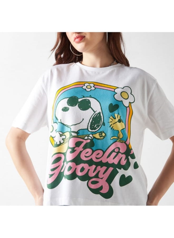 SP Characters Snoopy Dog Print T-shirt with Short Sleeves  - Image 4