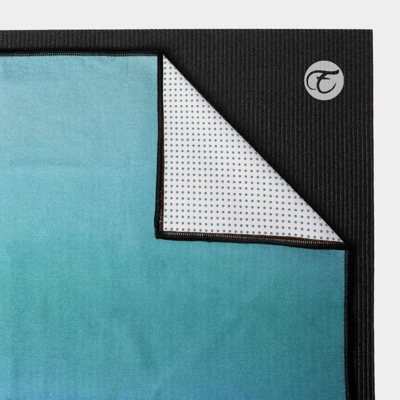 Eunzel Hot Yoga Towel, Non Slip Yoga Mat Towel Sweat Absorbent Printed Yoga Towel with Grip Dots for Hot Yoga, Pilates and Workout 72"x 24", Teal Flow - Image 4