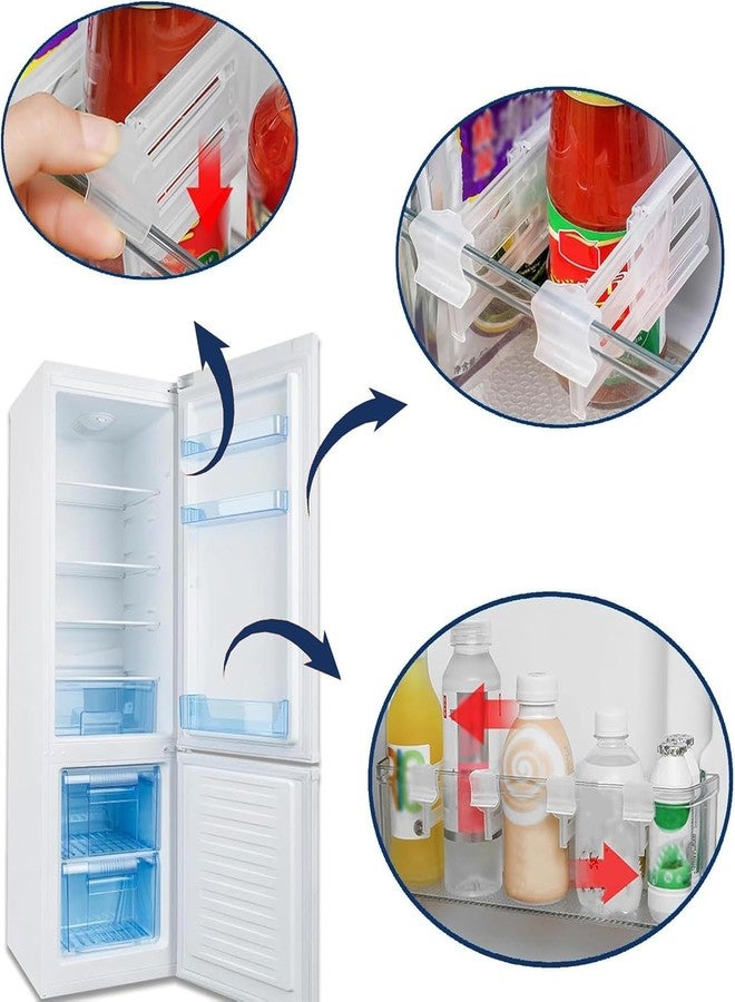 HOME CUBE 8 Pcs Adjustable Refrigerator Side Door Divider Clips, Clear Plastic Fridge Organizer Separators, Snap-On Storage Partitions for Kitchen Cabinet, Pantry, Easy Slide & Lock Design - Image 4