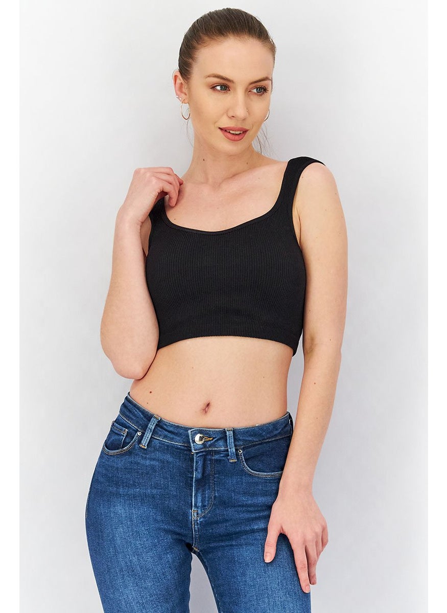 Cotton On Women Scoop Neck Sleeveless Seam Free Tank Top, Black  - Image 1